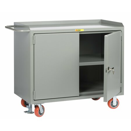 LITTLE GIANT Mobile Bench Cabinets, 36"W, Center Shelf, Powder Coated Steel MB3-2D-2436-FL